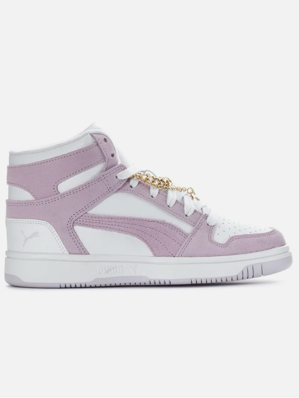 PUMA Rebound LayUp High Top Sneaker White & Lilac